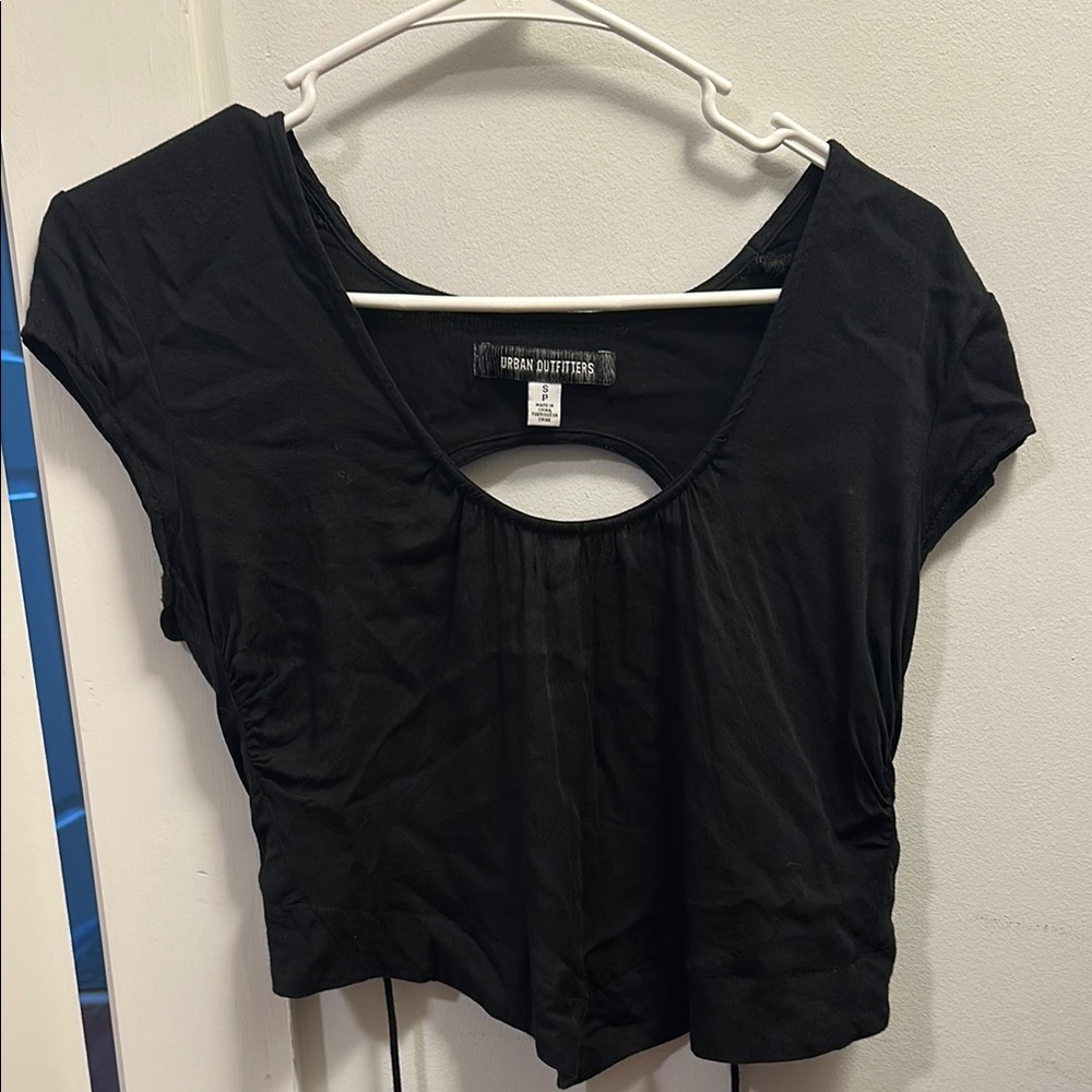Urban Outfitters Black Cap Sleeve Crop Blouse
